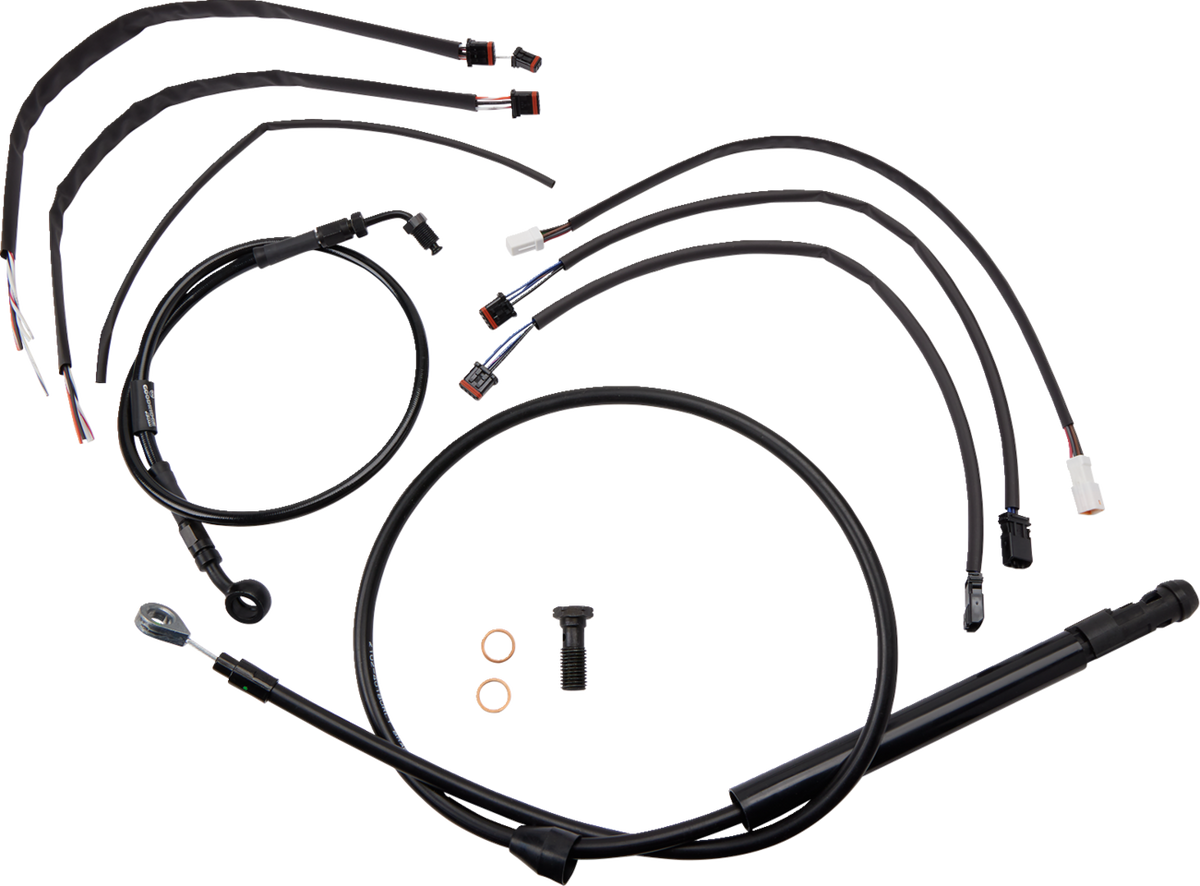 Burly Brand Jail Bar Cable Kit - 12" Handlebars - Black Vinyl - '18-'24 FX