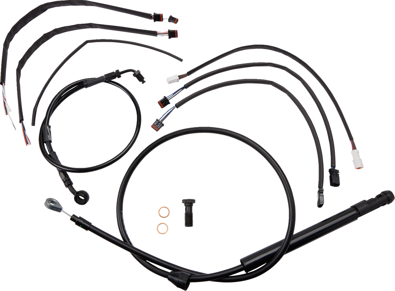 Burly Brand Jail Bar Cable Kit - 14" Handlebars - Black Vinyl - '18-'24 FX