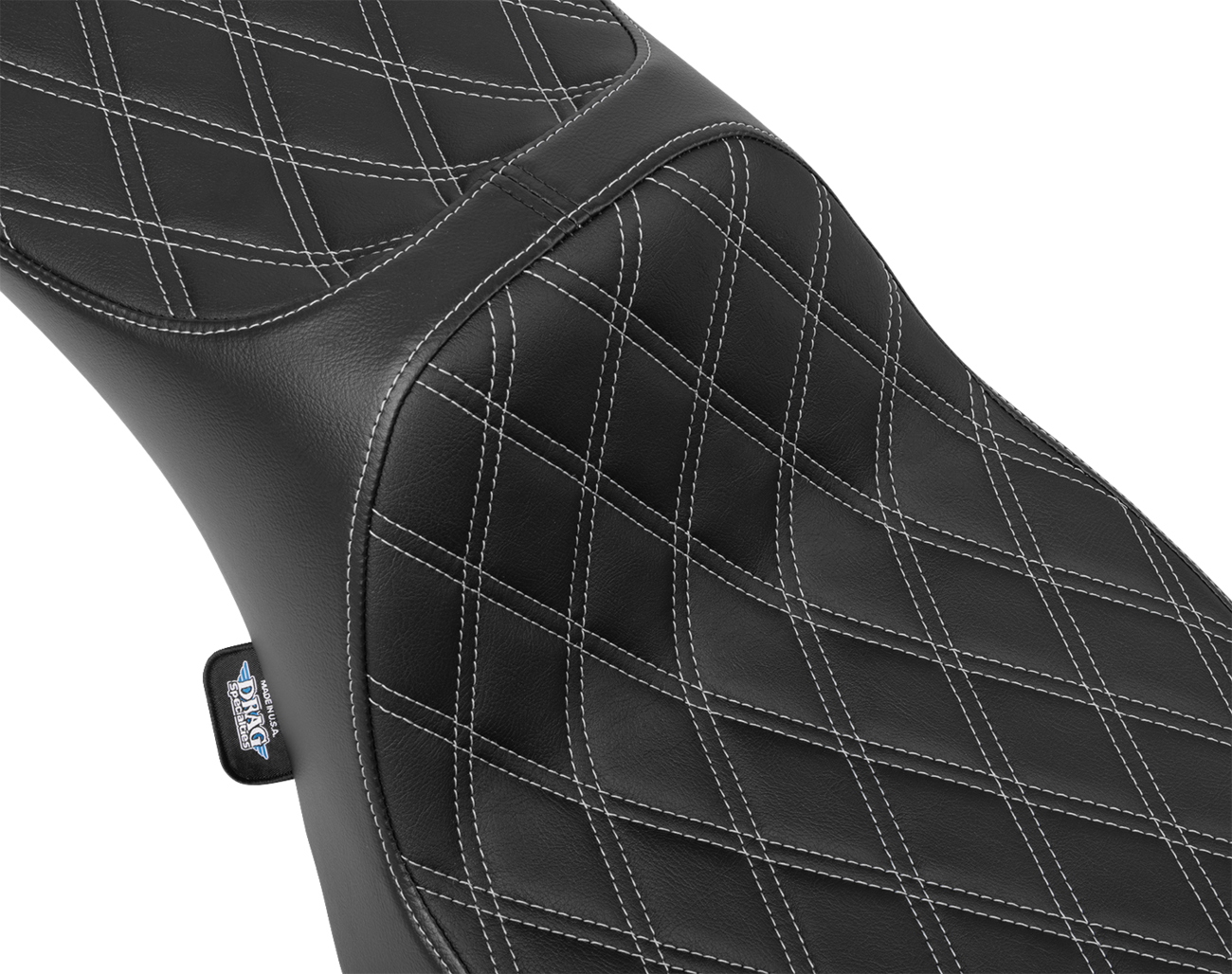 Drag Specialties Seats Extended Reach Predator III Seat - Double Diamond - Silver Stitching - Vinyl - FLH/FLT '23-'24