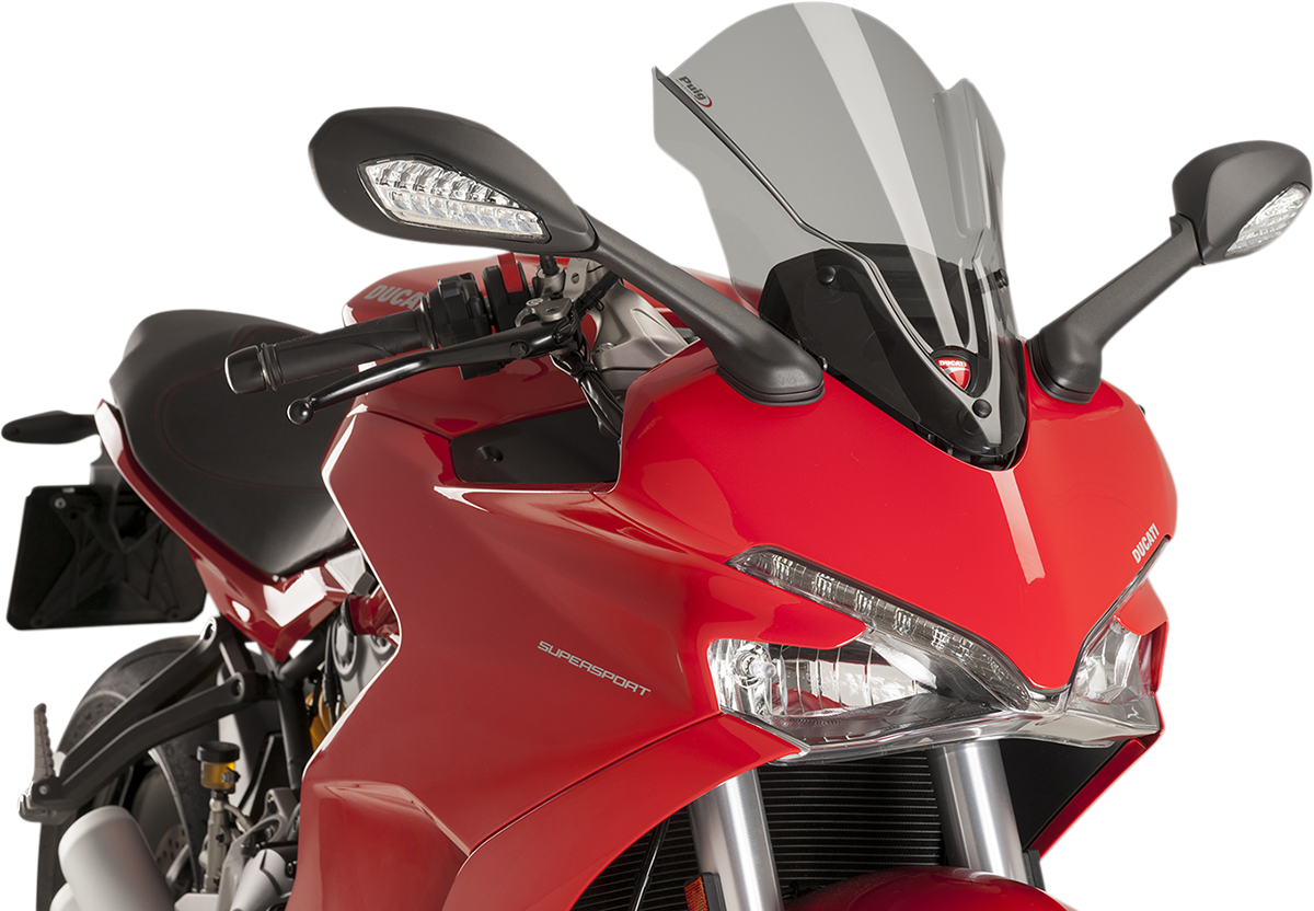 PUIG HI-Tech Parts Race Windscreen - 16" - Light Smoke - Ducati