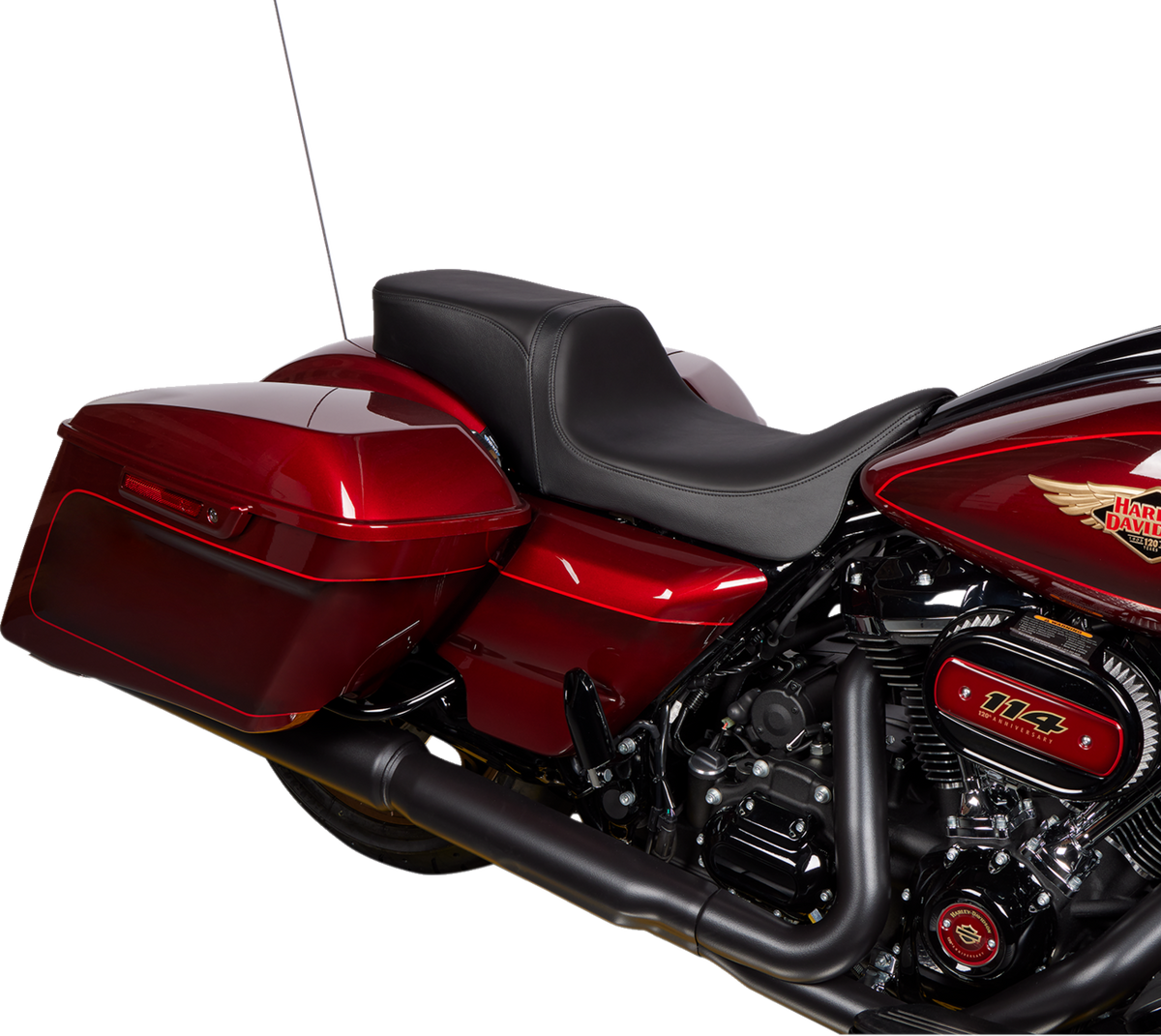 Drag Specialties Seats Predator 2-Up Seat - Solar Leather - Black - Smooth - W/O Backrest - FL '08-'23