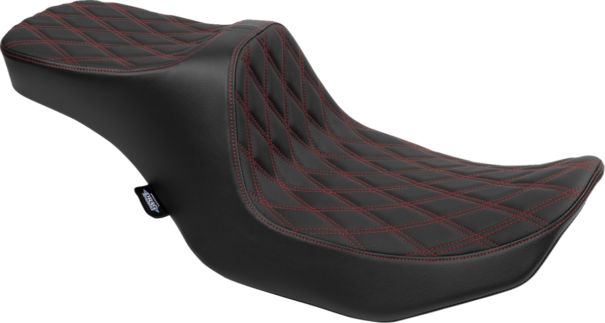 Drag Specialties Seats Predator III 2-Up Seat - Vinyl - Double Diamond - Red Stitching - FLT/FLH '23-'24