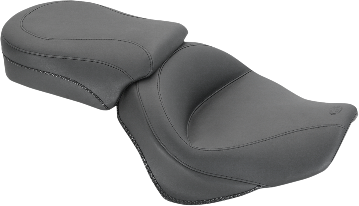 Mustang Seat - Vintage - Wide - Touring - Without Driver Backrest - Two-Piece - Smooth - Black
