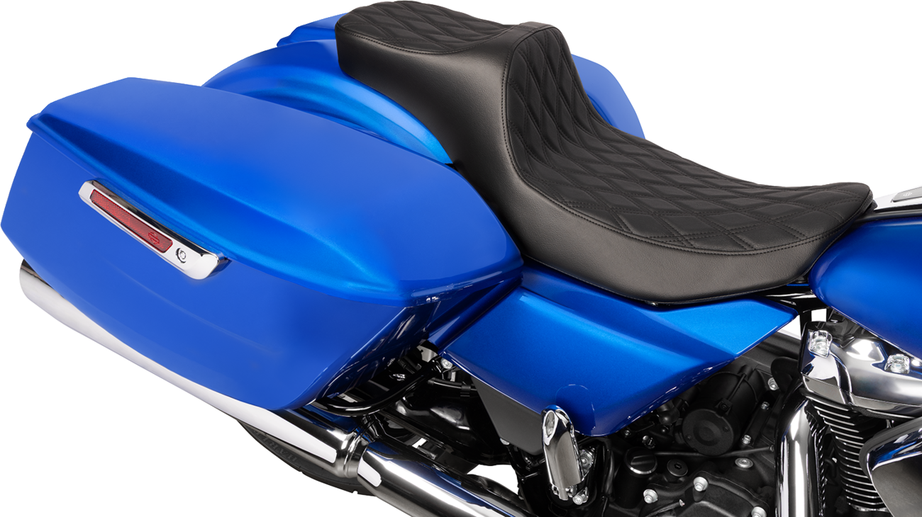 Drag Specialties Seats Extended Reach Predator III Seat - Double Diamond - Black Stitching - Vinyl - FLH/FLT '23-'24
