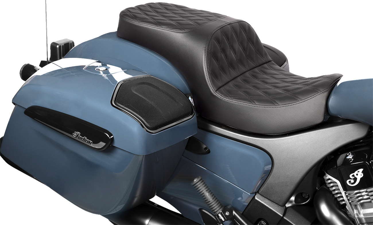 Drag Specialties Seats Freedom Seat - Vinyl/Solar Leather - Double Diamond Black Stitch - Challenger '20-'25/Chieftain '25