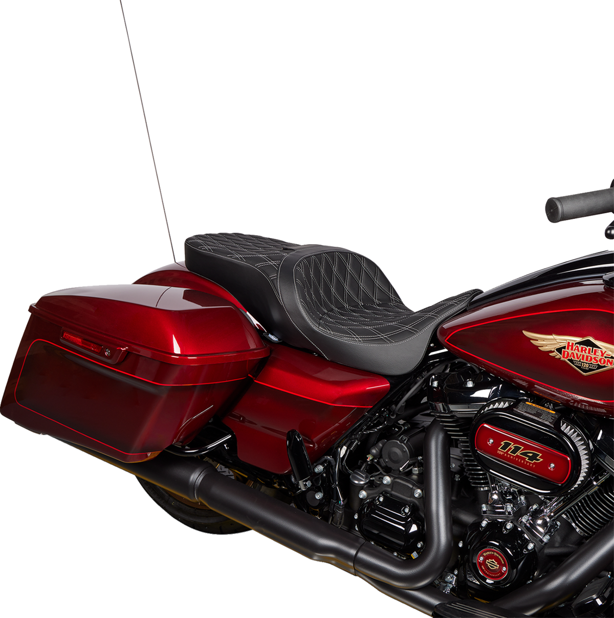 Drag Specialties Seats Freedom Seat - Vinyl - Double Diamond Silver Stitch - FLH '09-'23