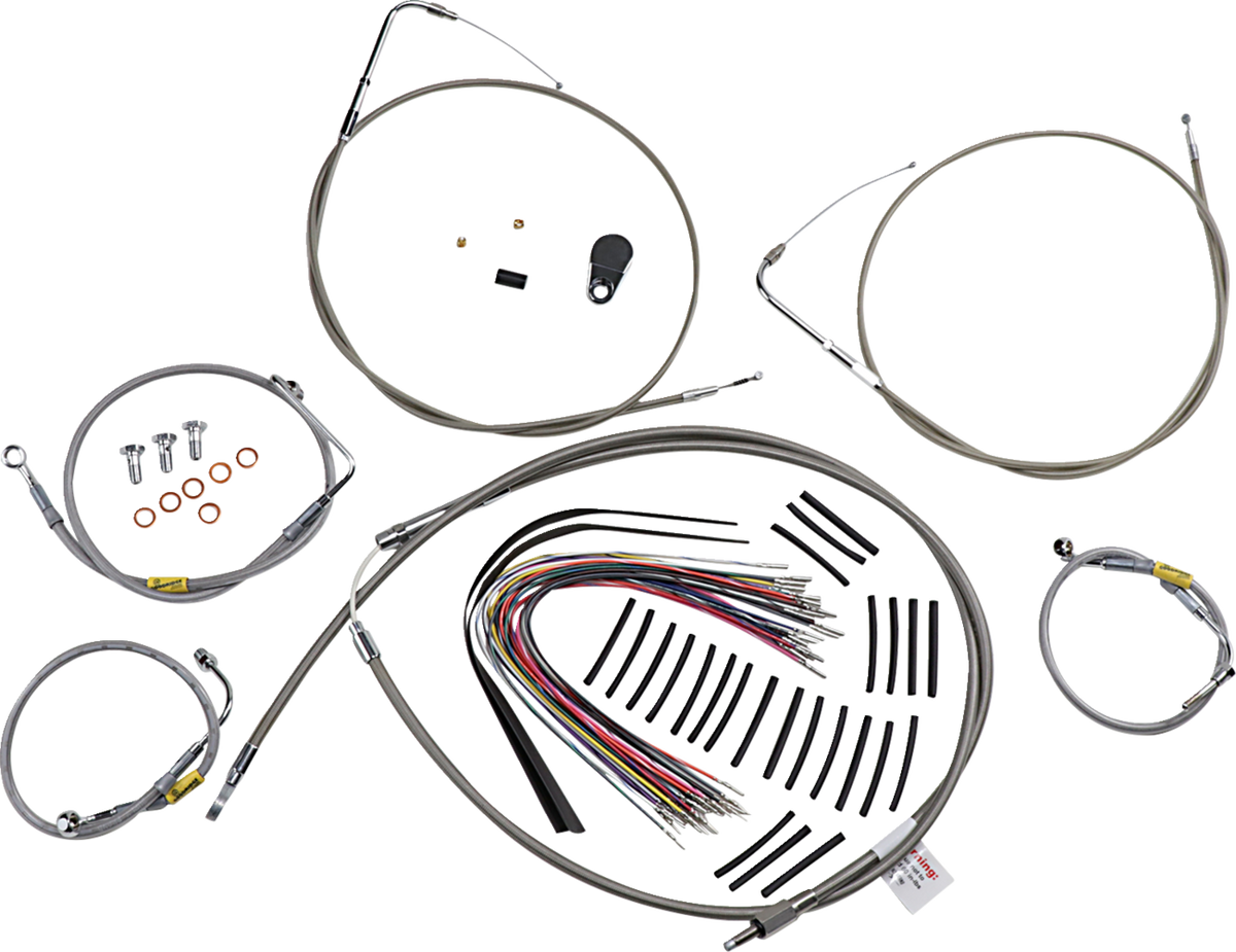 Burly Brand Control Kit For Early Touring Bikes With Bagger Bar Handlebars - 15" - Non-Cruise - Stainless