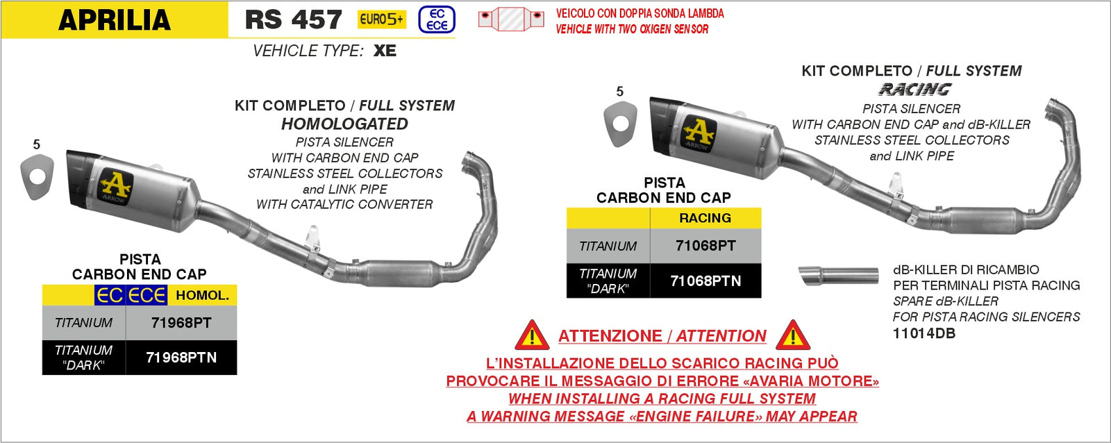 Arrow 71968PTN Homologated Full System With Pista Titanium Dark Slip On