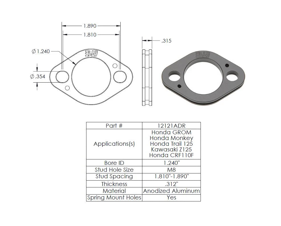 Yoshimura Builder Series Flanges - GROM MONKEY TRAIL125 CRF125 Z125 (12121ADR)