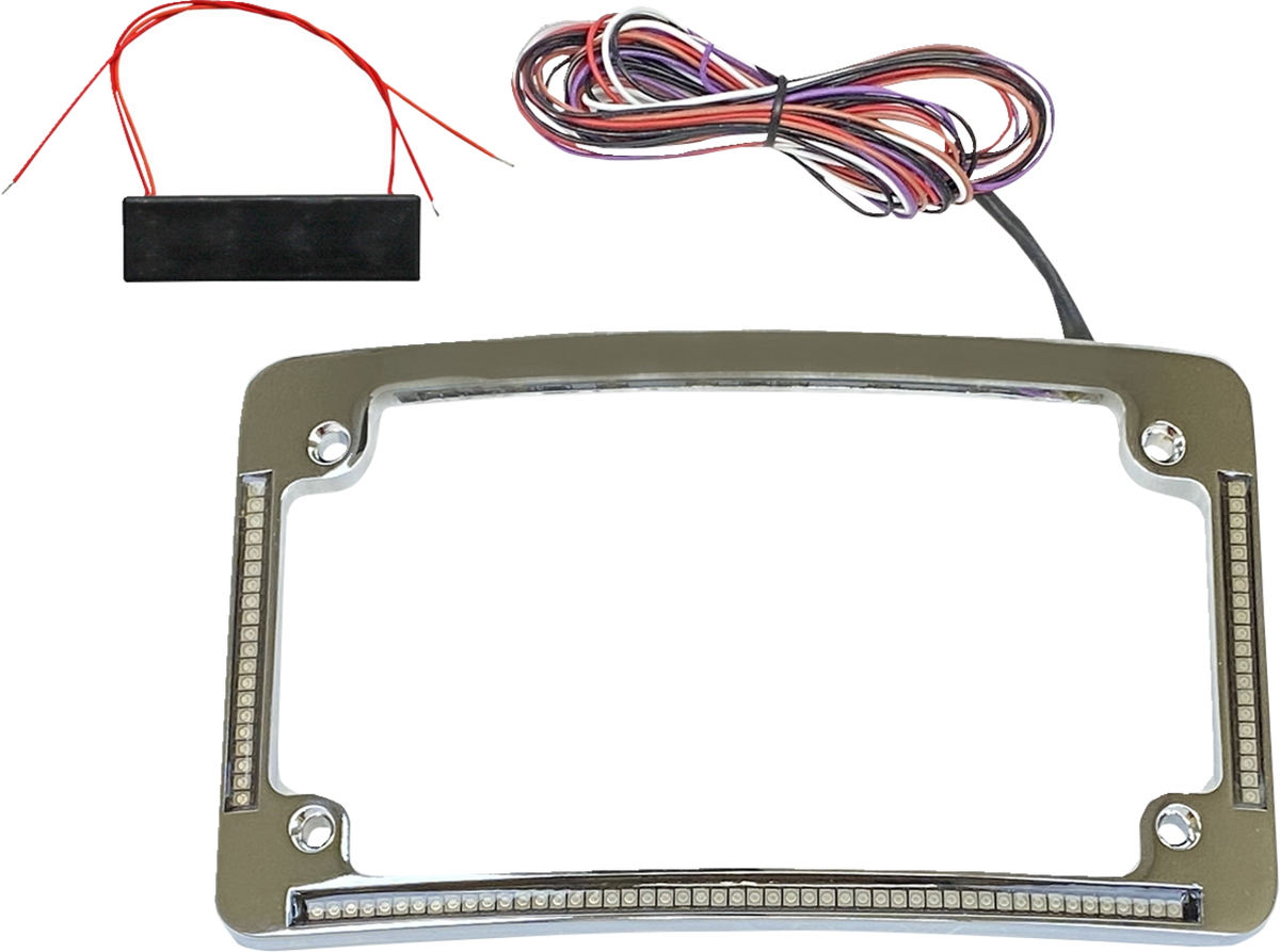 Custom Dynamics Radius License Plate Frame With Auxiliary Red LEDs And Tag Illumination