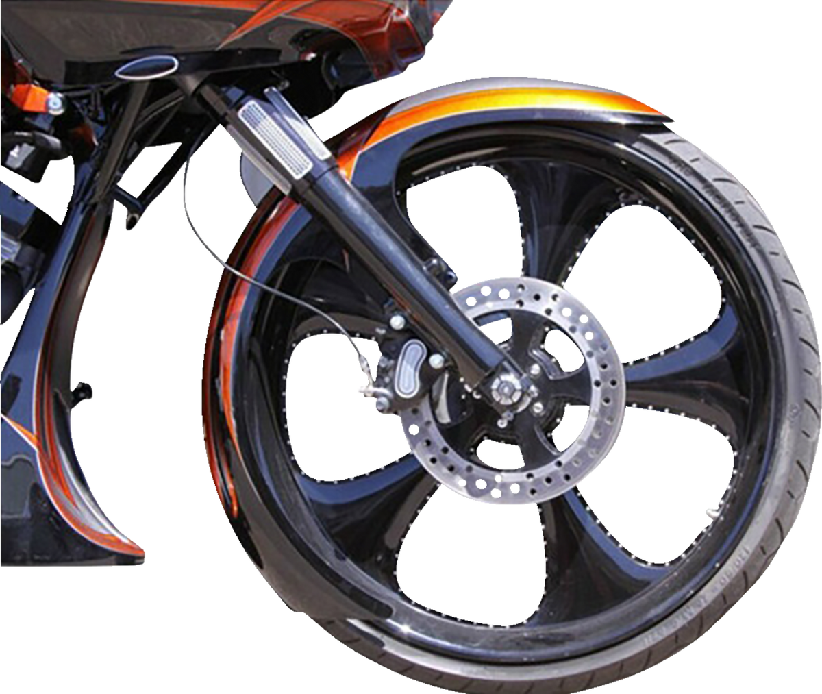 Paul Yaffe Bagger Nation DEI Front Fender - 21" Wheel - With Black Adapters