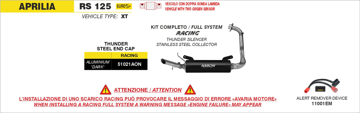 Arrow 51021AON Full System With Thunder Aluminium "Dark" Slip Ons