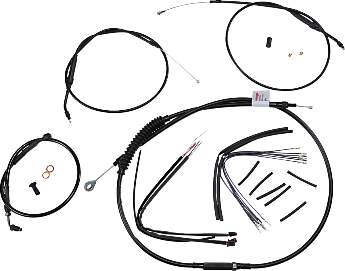 Burly Brand Extended Handlebar Cable And Brake Line Kit For Sportsters With ABS - 12" T-Bar Handlebars
