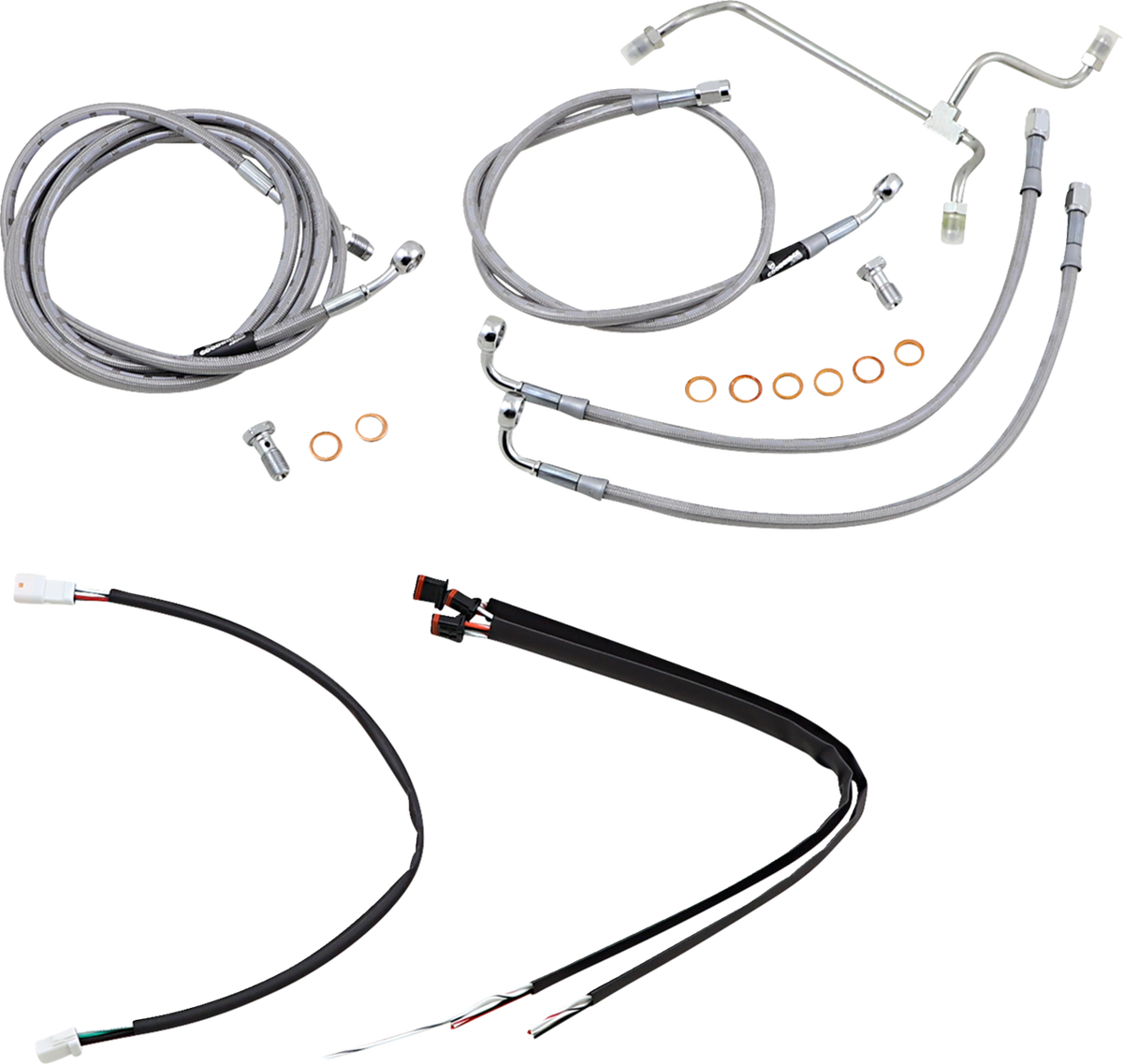 Burly Brand Complete Stainless Braided Handlebar Cable/Brake Line Kit - 16" Ape Hangers - '17-'19 Touring
