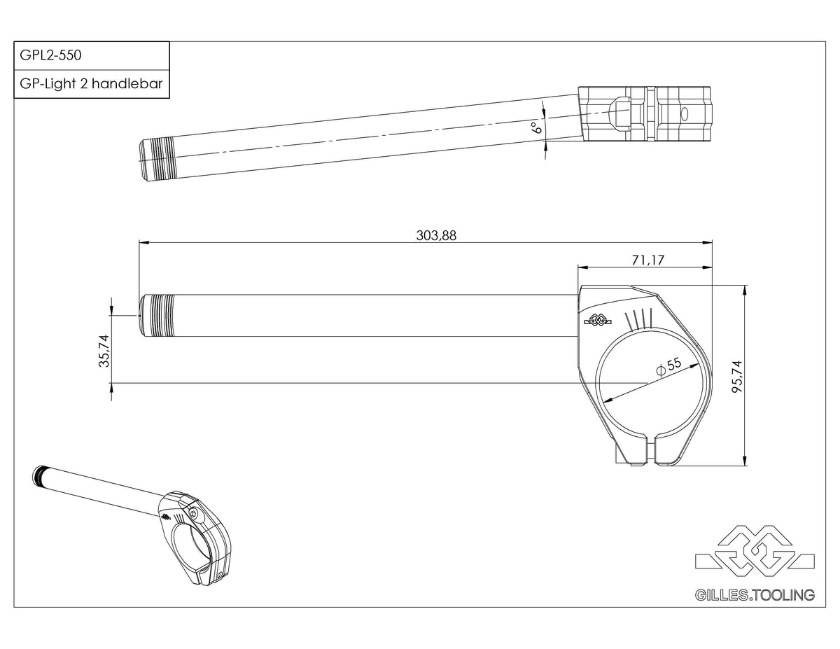 Gilles Tooling Handlebar GP-LIGHT 2 550 Black