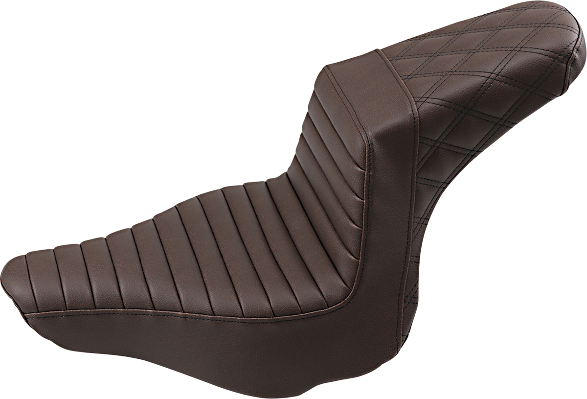 Saddlemen Step-Up Seat - Front Tuck-N-Roll/Rear Lattice Stitch - Brown