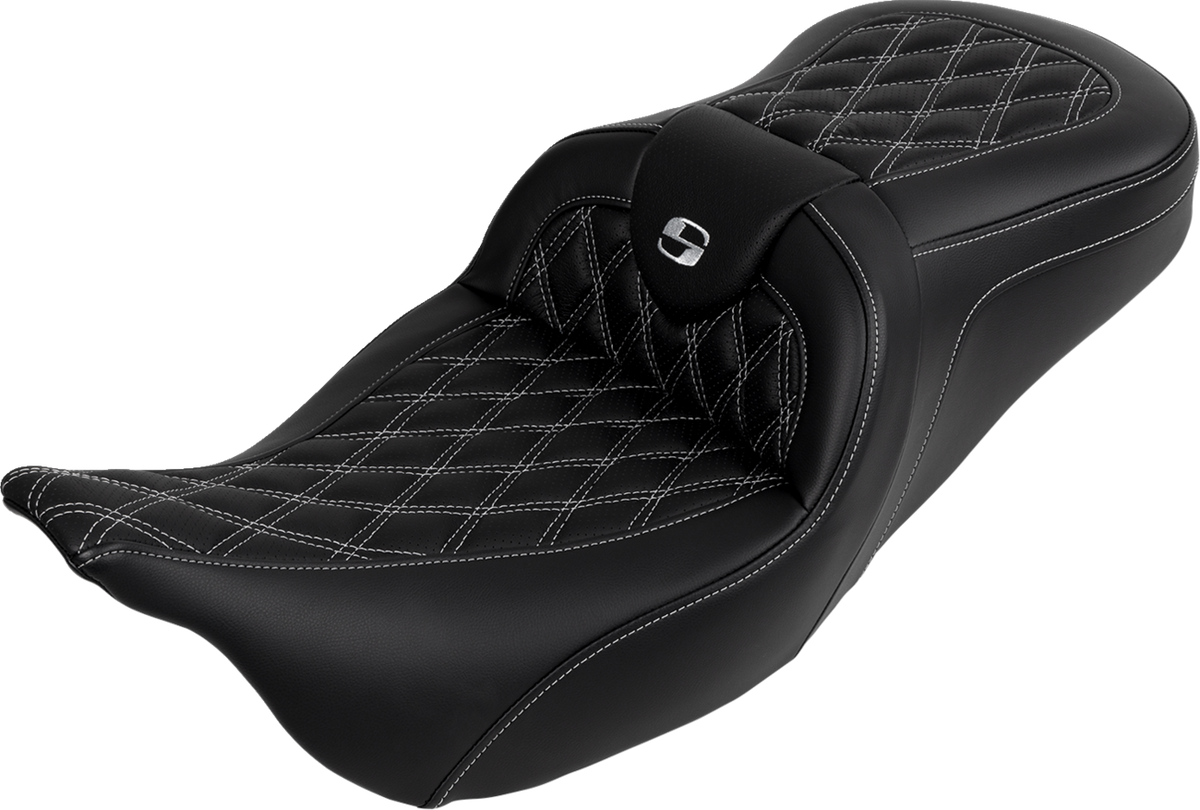 Saddlemen Roadsofa™ Seat - With Backrest - Silver Stitch - FL '08-'23