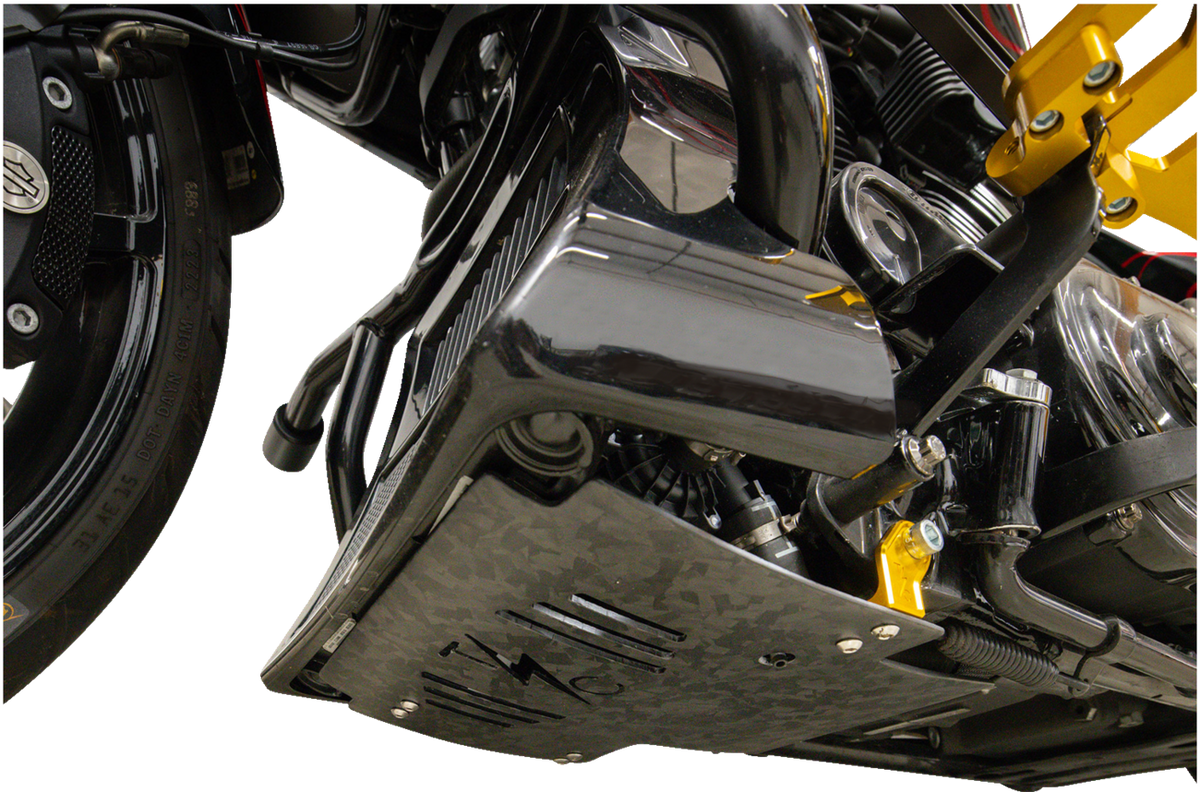 Thrashin Supply CO. Skid Plate - Carbon Fiber/Forged - With Gold Brackets - FLHX/FLTRX