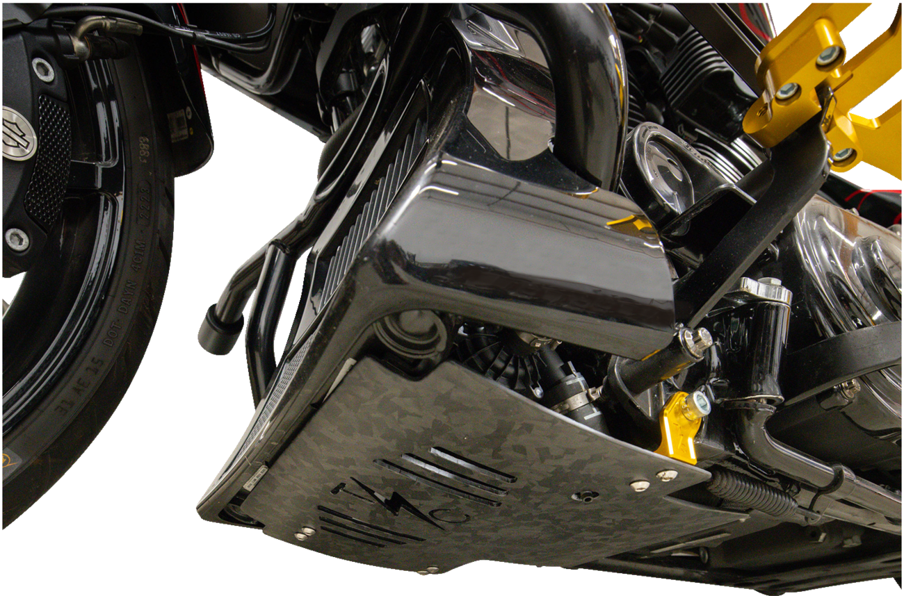 Thrashin Supply CO. Skid Plate - Carbon Fiber/Forged - With Gold Brackets - FLHX/FLTRX
