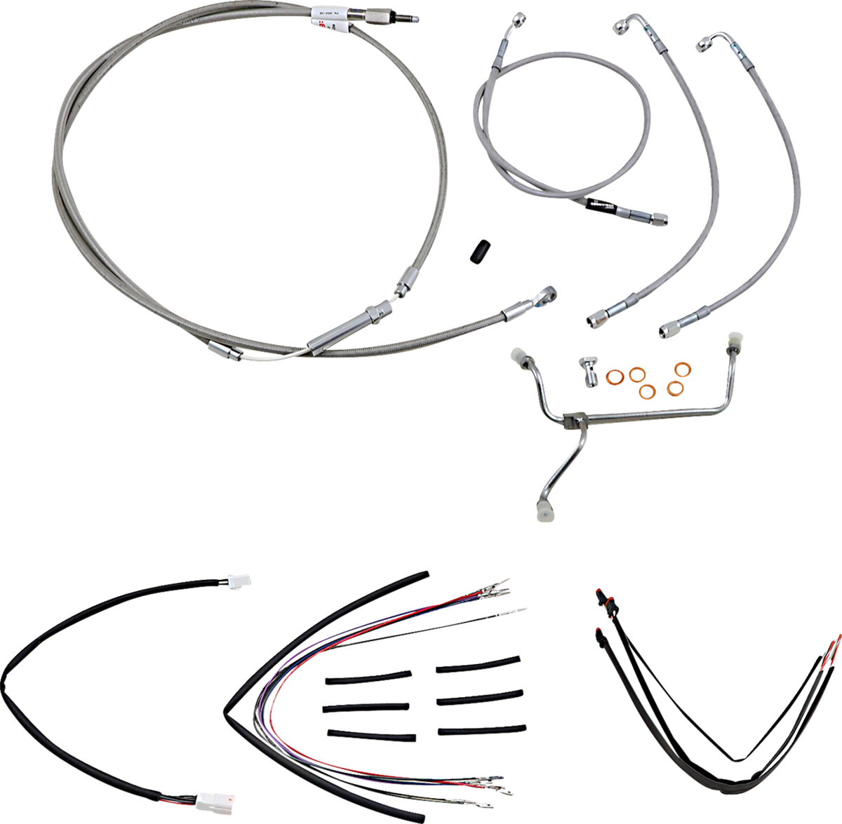 Burly Brand Complete Stainless Braided Handlebar Cable/Brake Line Kit - 16" Ape Hangers - '14-16 FLHR