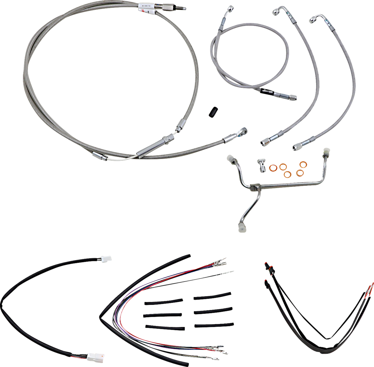 Burly Brand Complete Stainless Braided Handlebar Cable/Brake Line Kit - 16" Ape Hangers - '14-16 FLHR