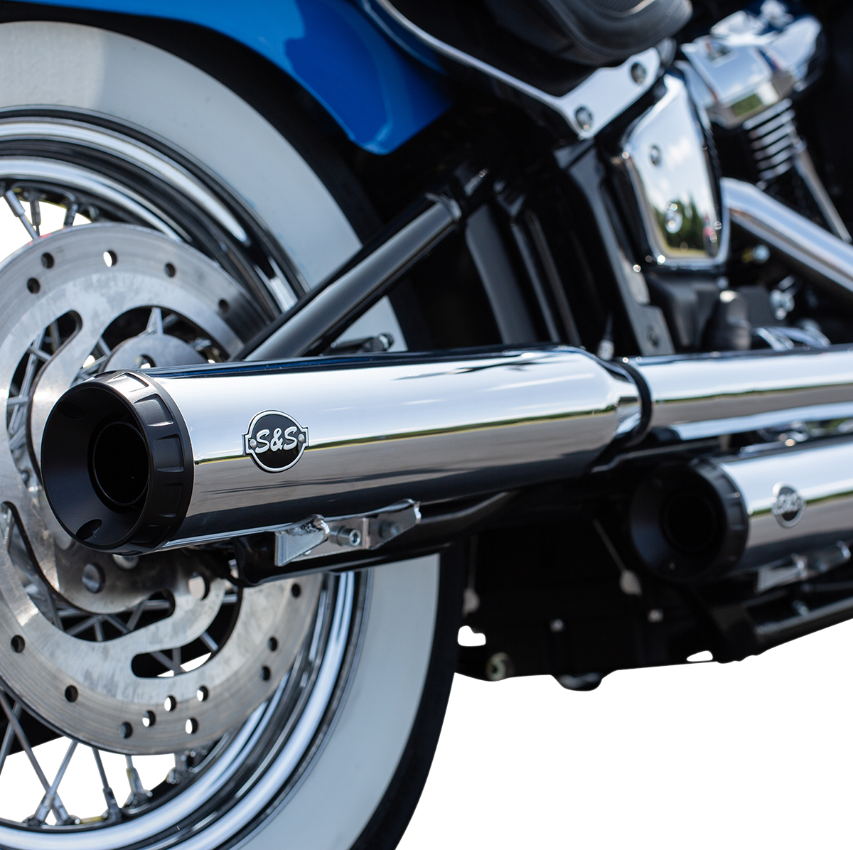 S&S Cycle Grand National Slip-On Mufflers - Race - Chrome - FLHC/FLDE