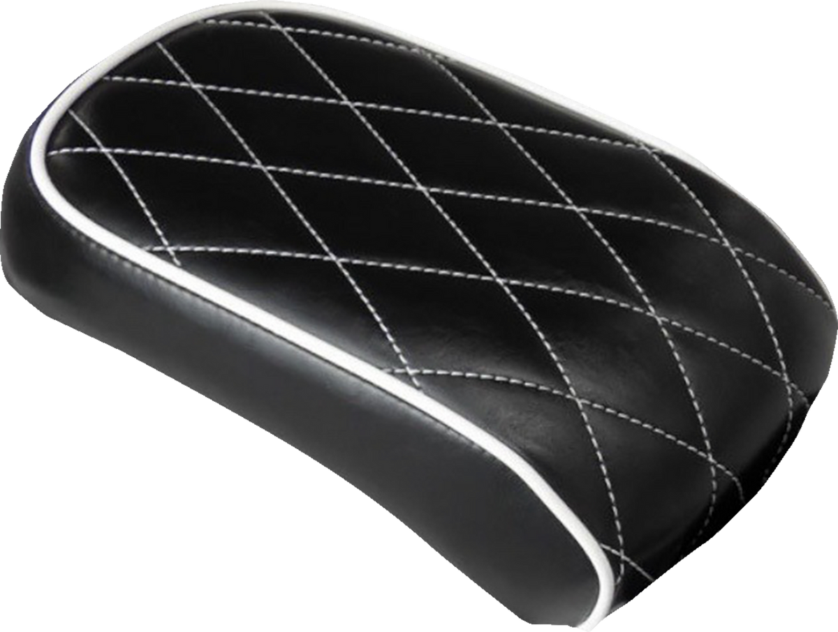 Le Pera Bare Bones Pillion Pad - Diamond - Black W/ White Stitch - Softail '08-'17