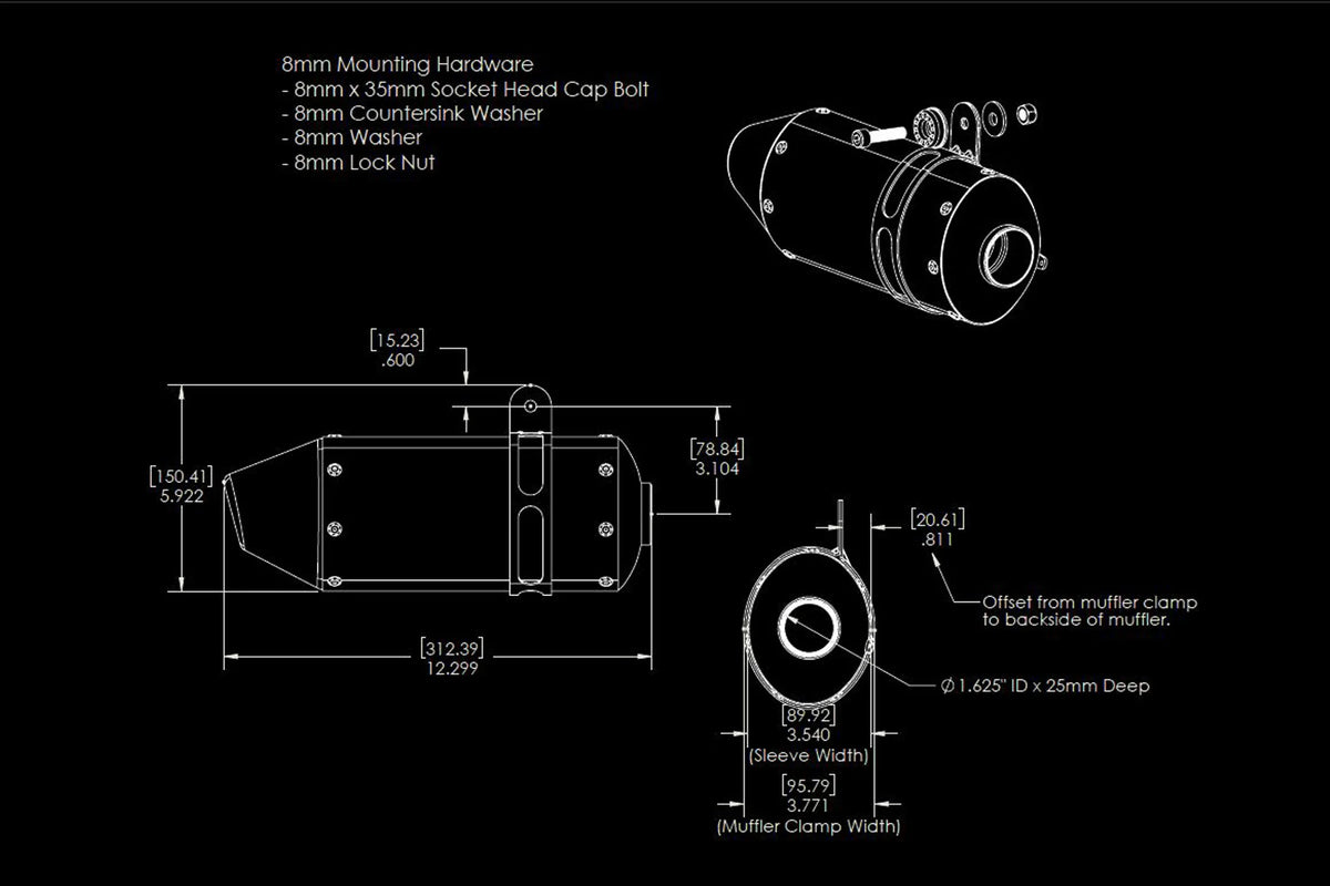 Yoshimura Builder Series RS-3 Mini Bike Muffler Kit