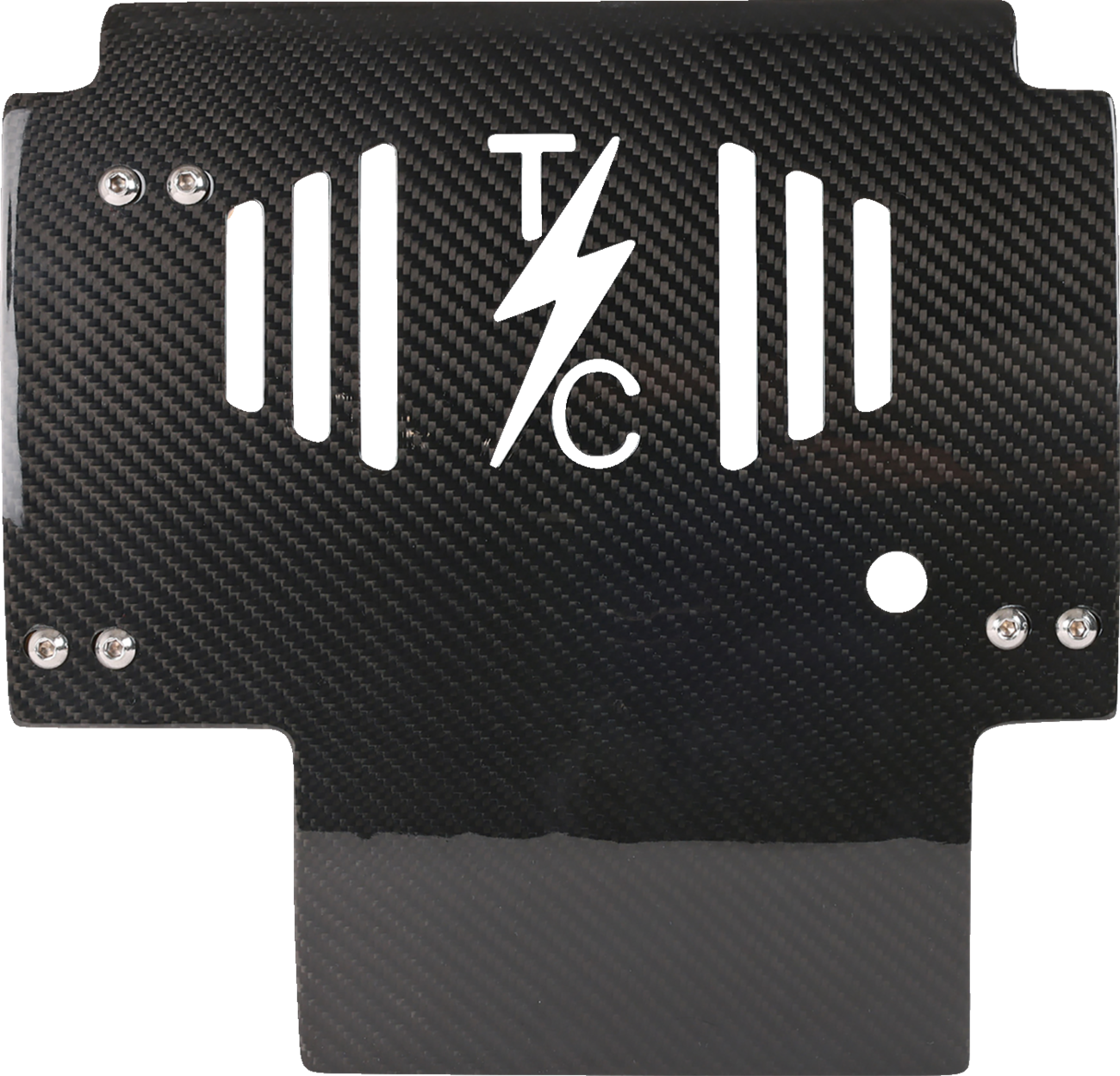 Thrashin Supply CO. Skid Plate - Carbon Fiber/Gloss - With Gold Brackets - FLHX/FLTRX