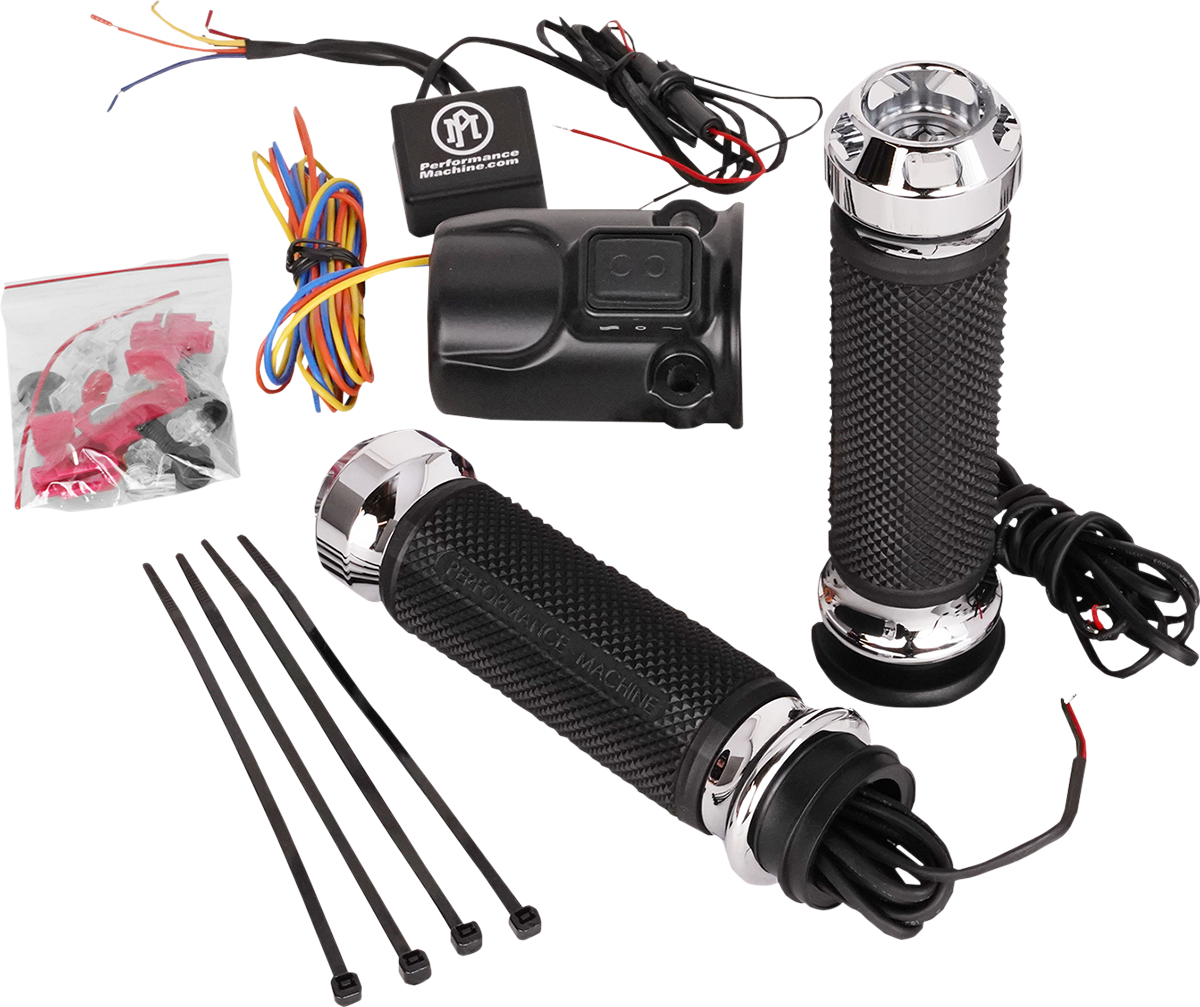 Performance Machine (PM) Apex Heated Grips - FLTRX - Chrome