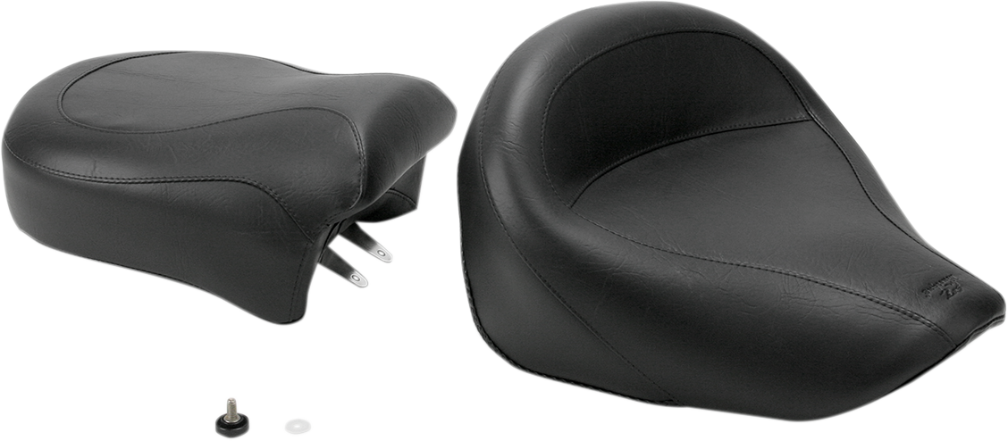 Mustang Seat - Vintage - Wide - Touring - Without Driver Backrest - Two-Piece - Smooth - Black - VZ800