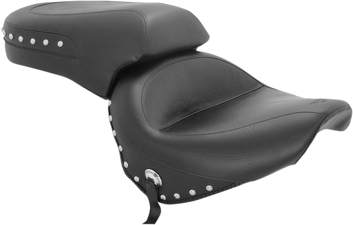 Mustang Seat - Wide - Touring - Without Backrest - Two-Piece - Chrome Studded - Black W/ Conchos - XV650