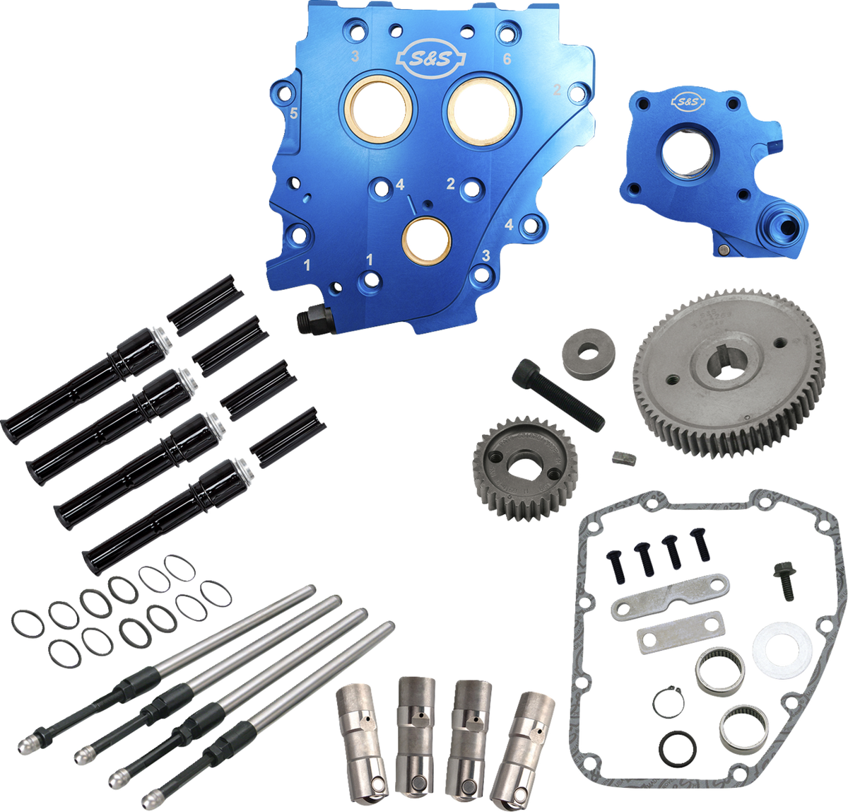 S&amp;S Cycle Cam Chest Kit Without Cams - Gear Drive - Oil Cooled - Black Pushrods - Twin Cam
