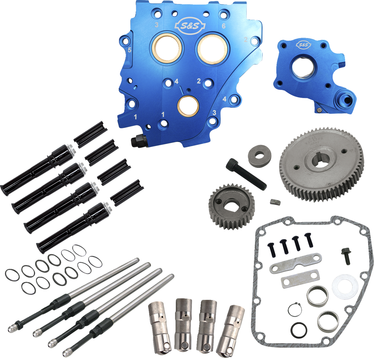 S&S Cycle Cam Chest Kit Without Cams - Gear Drive - Oil Cooled - Black Pushrods - Twin Cam