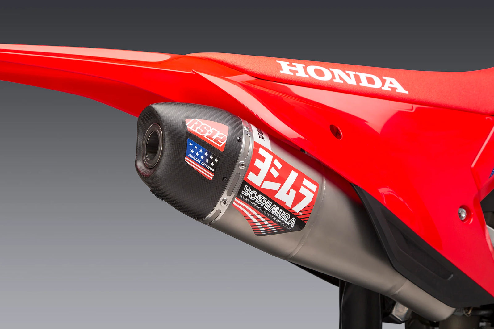 Yoshimura CRF450R/RX 2021-2024 / CRF450R-S 2023-2024 RS12 Stainless Slip-On Exhaust, W/ Stainless Muffler