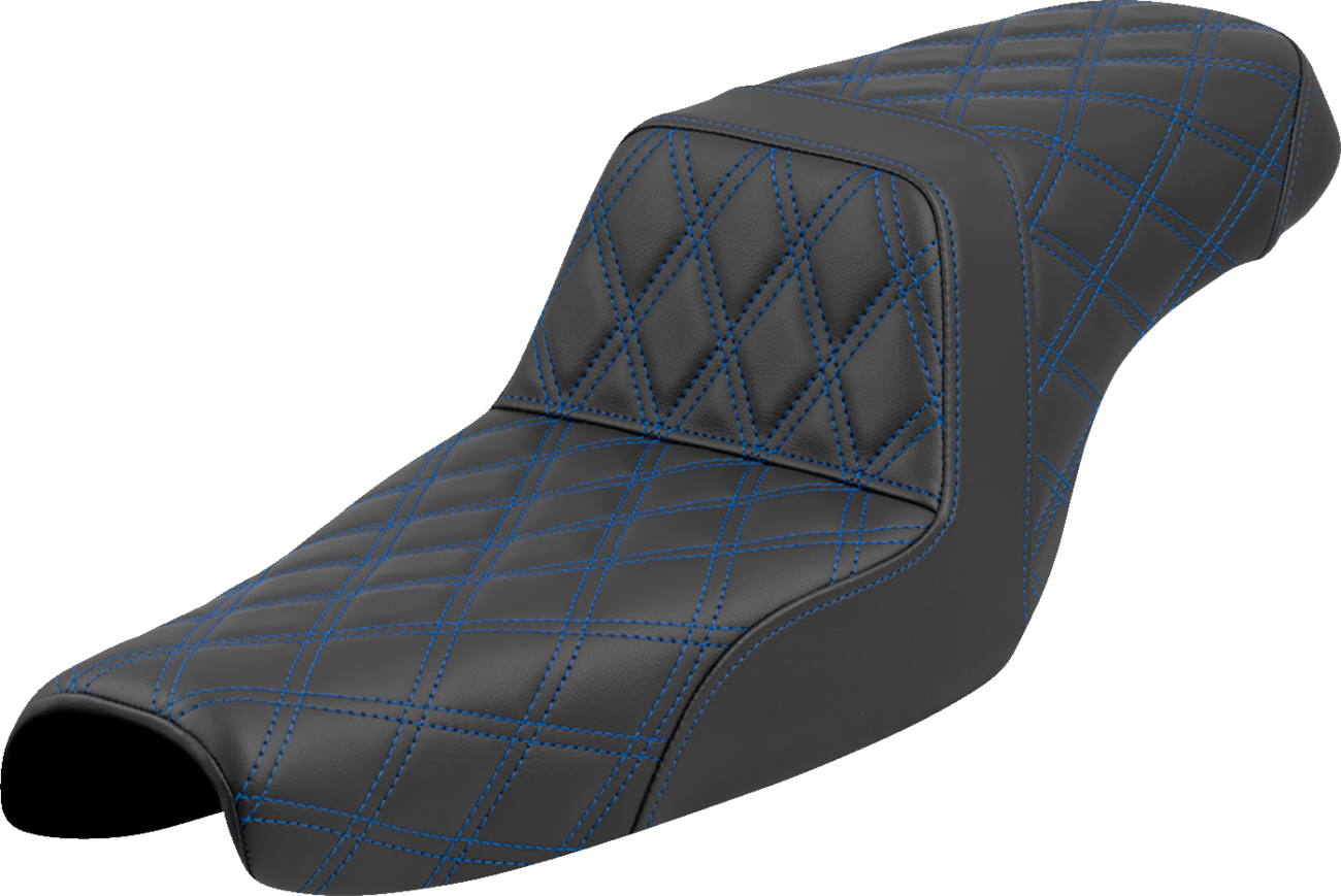 Saddlemen Step-Up Seat - Lattice Stitch - Blue Stitch - XL '04-'22
