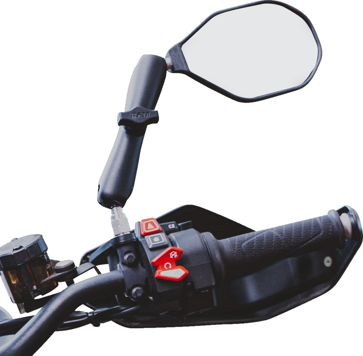RAM Mounts Tough-Mirror™ - Side View - Oval - Black - Right With Ball