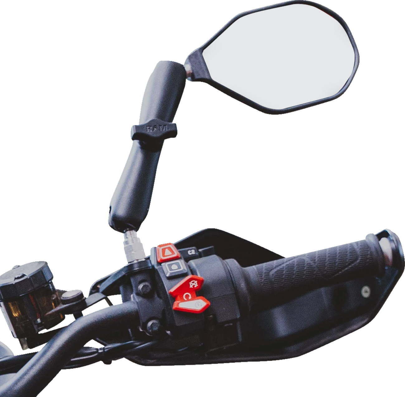 RAM Mounts Tough-Mirror™ - Side View - Oval - Black - Right With Ball