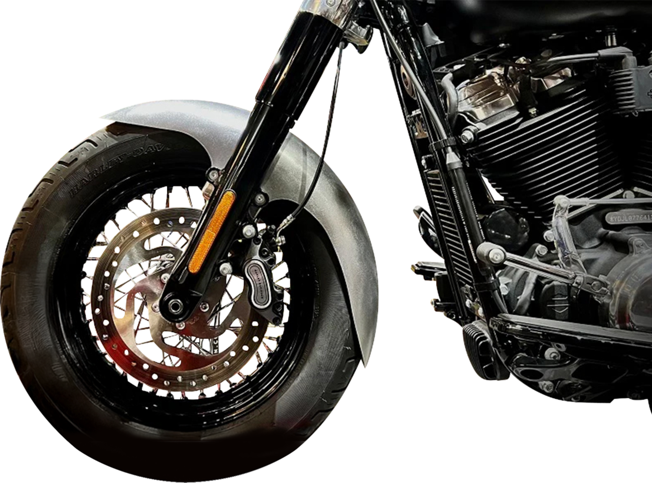 Paul Yaffe Bagger Nation Cafe Front Fender - OEM 19" Wheel - With Satin Finish Fork Adapters - HD