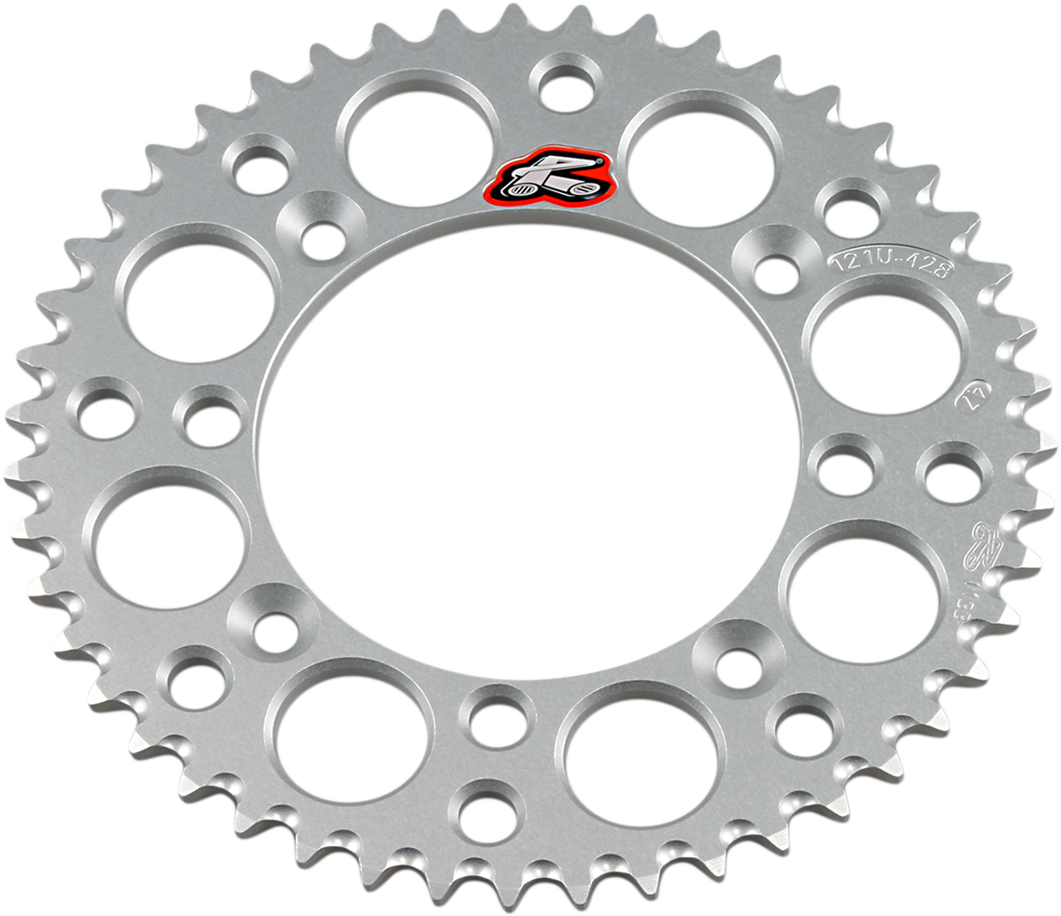 Renthal Rear Sprocket - Aluminum - 47 Tooth - Silver - Suzuki/Yamaha