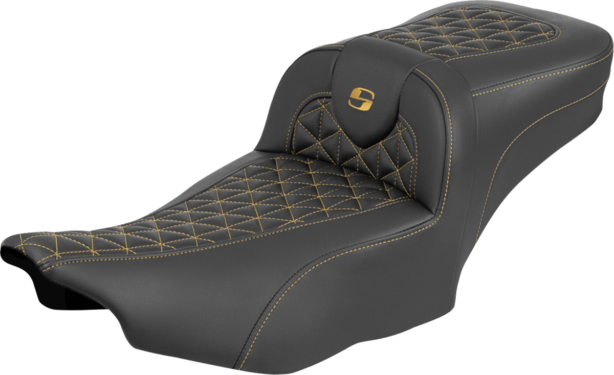 Saddlemen Roadsofa™ Extended Reach Seat - Without Backrest - Gold Stitch - FLH/FLT '23-'25