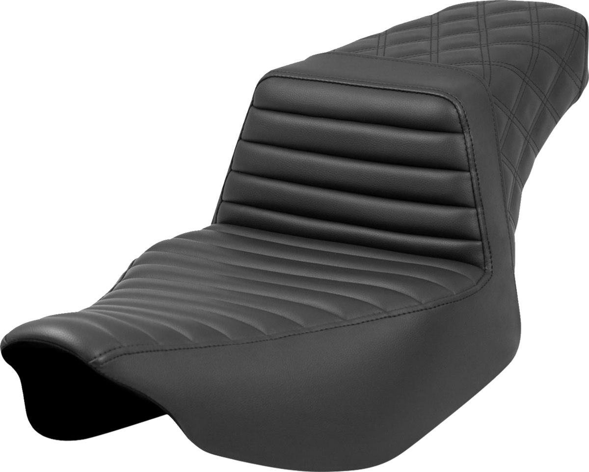 Saddlemen Step-Up Seat - Front Tuck-N-Roll/Rear Lattice - Black - Extended Reach - FL '23-'24