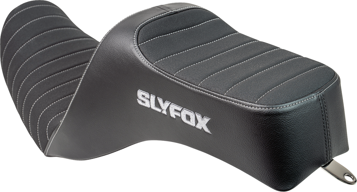 Slyfox High Noon Seat - Vinyl - Classic Stitch - Gray Logo - Dyna '12-'16