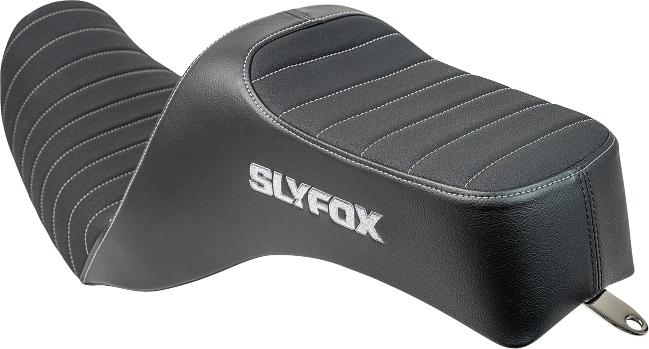 Slyfox High Noon Seat - Vinyl - Classic Stitch - Gray Logo - Dyna '12-'16