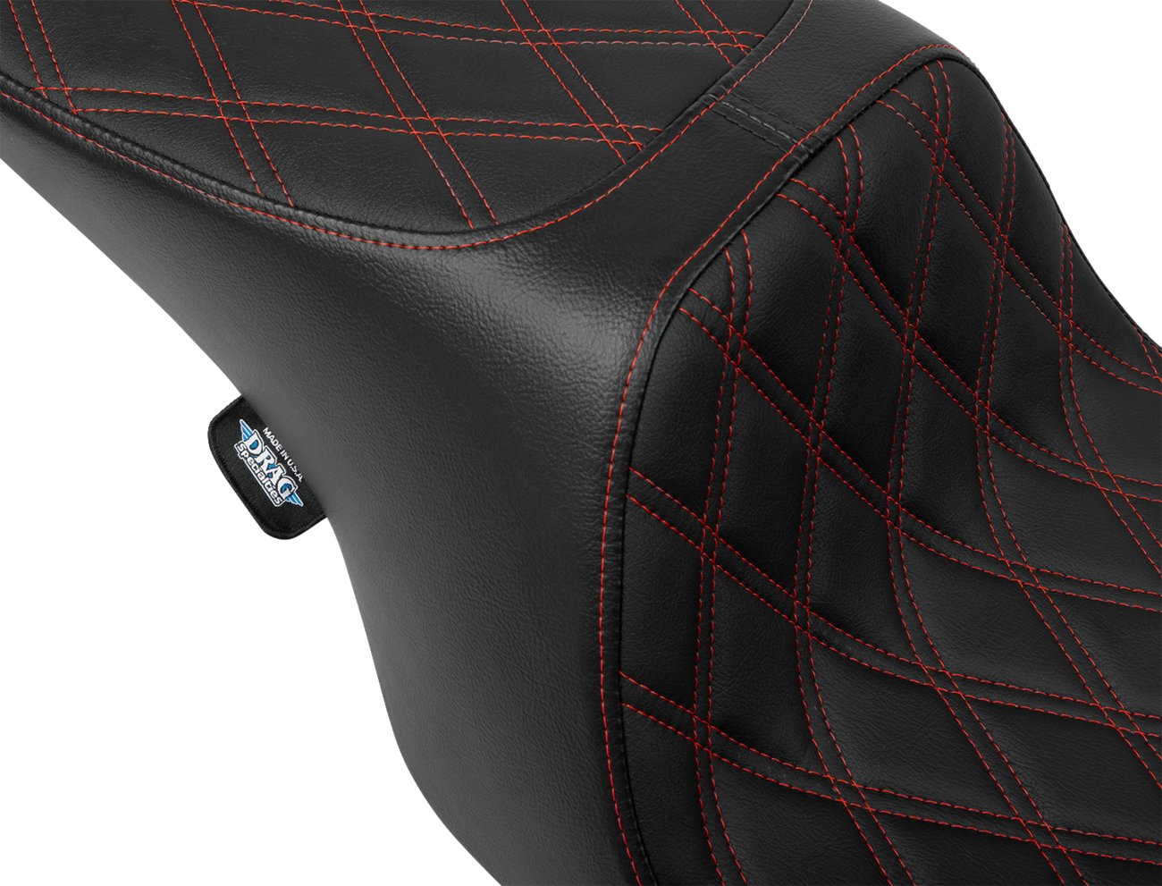 Drag Specialties Seats Predator 2-Up Seat - Vinyl - Double Diamond - Red Stitching - W/O Backrest - FL '97-'07