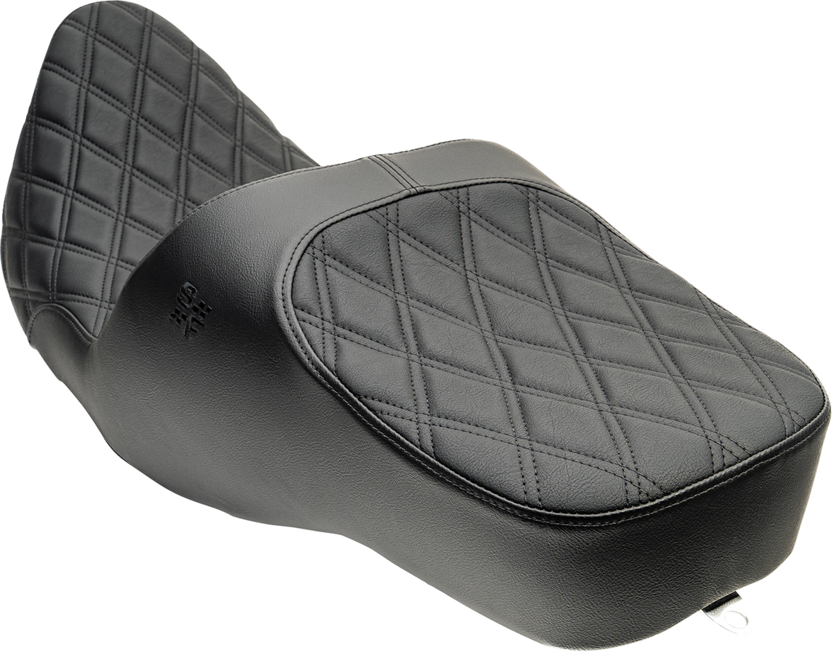 Slyfox Chariot Seat - Black Double Diamond Stitch - Black Logo - FLH/FLT '23.5-'26
