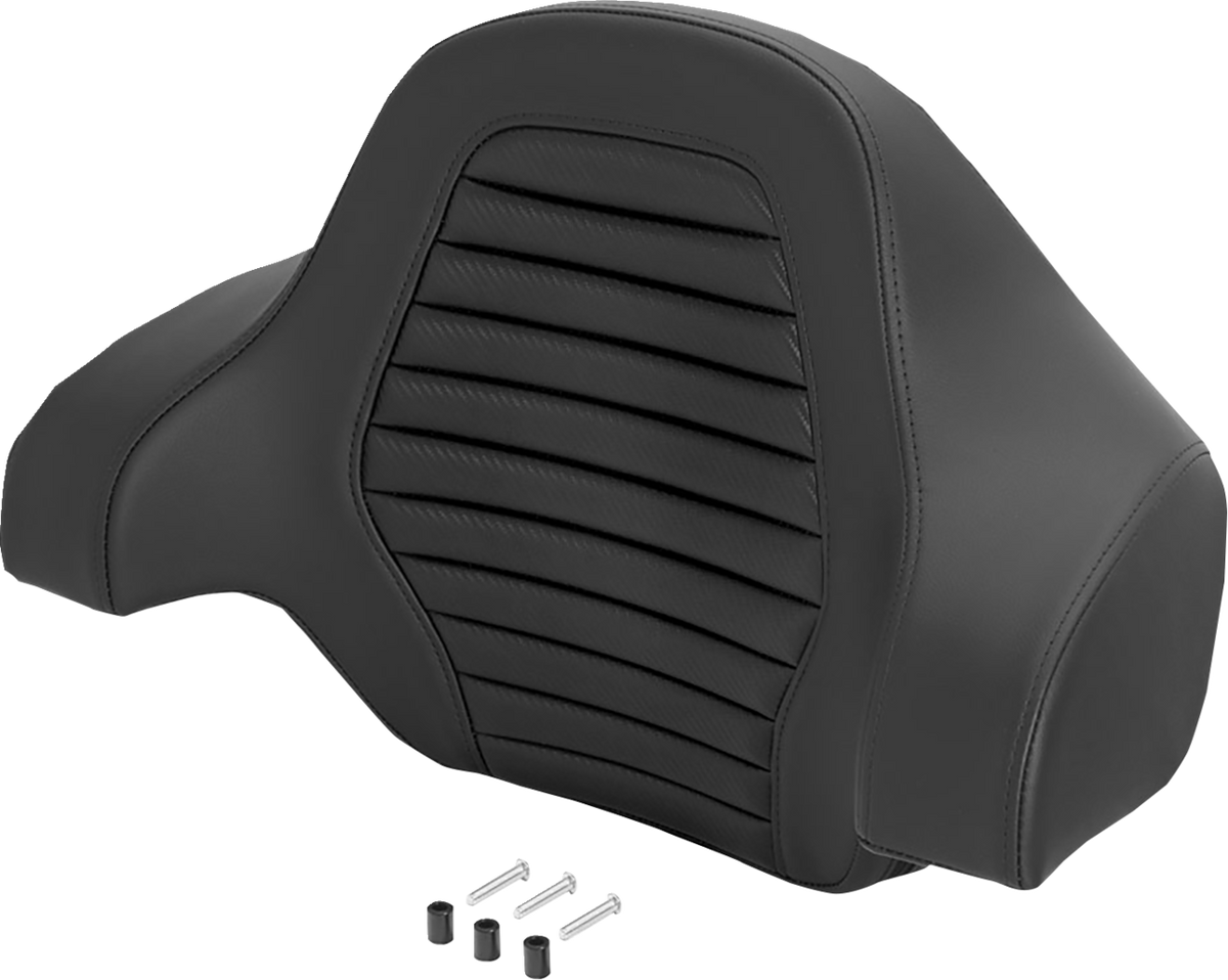 Saddlemen Deluxe Tour Pack Sissy Bar Pad - Black / Black Stitching / Carbon Fiber / Tuck-n-Roll