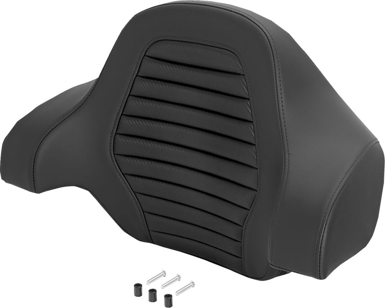 Saddlemen Deluxe Tour Pack Sissy Bar Pad - Black / Black Stitching / Carbon Fiber / Tuck-n-Roll