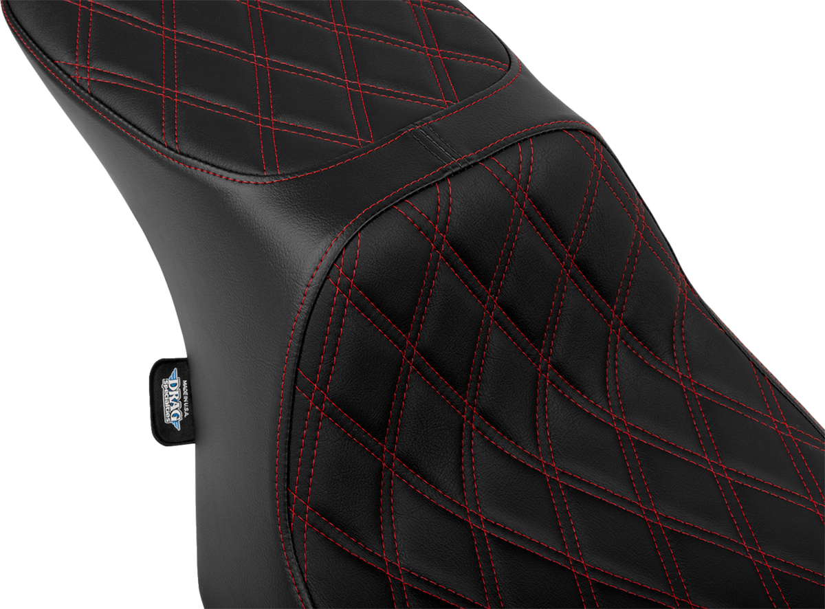 Drag Specialties Seats Predator 2-Up Seat - Vinyl - Double Diamond Red Stitch - W/O Backrest - FLT/FLH '23-'24