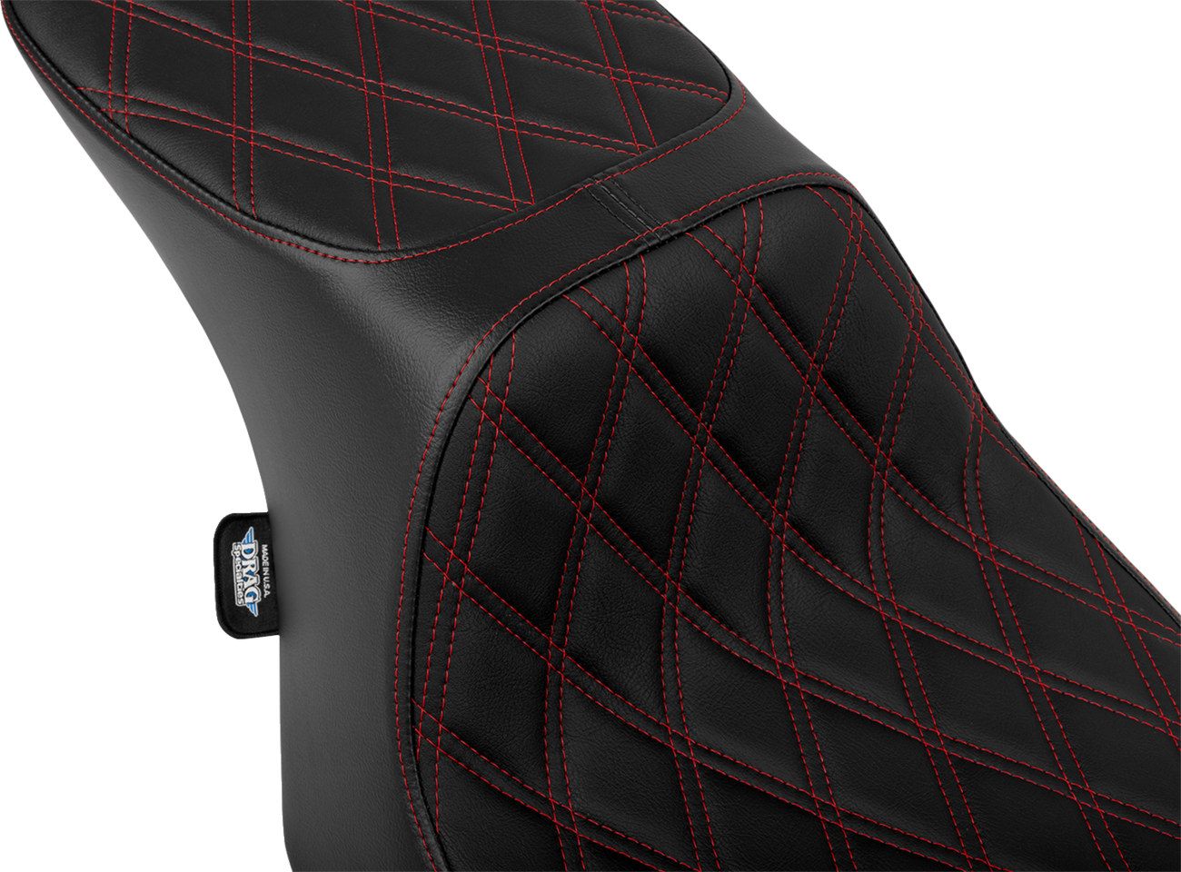 Drag Specialties Seats Predator 2-Up Seat - Vinyl - Double Diamond Red Stitch - W/O Backrest - FLT/FLH '23-'24